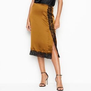 Midi Silk Skirt with Lace